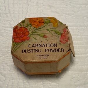 Vintage Rare LANDER Carnation Dusting Powder Cardboard Container Floral Box Like